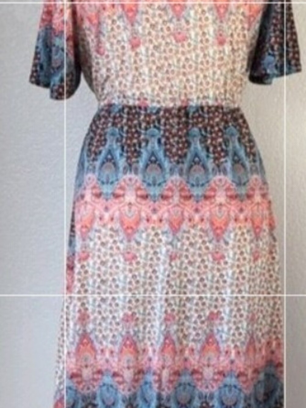 Liberty Love Kimono Size 1XL Tie Waist Short Sleeve Boho Long Duster Ptp23 - Picture 4 of 4